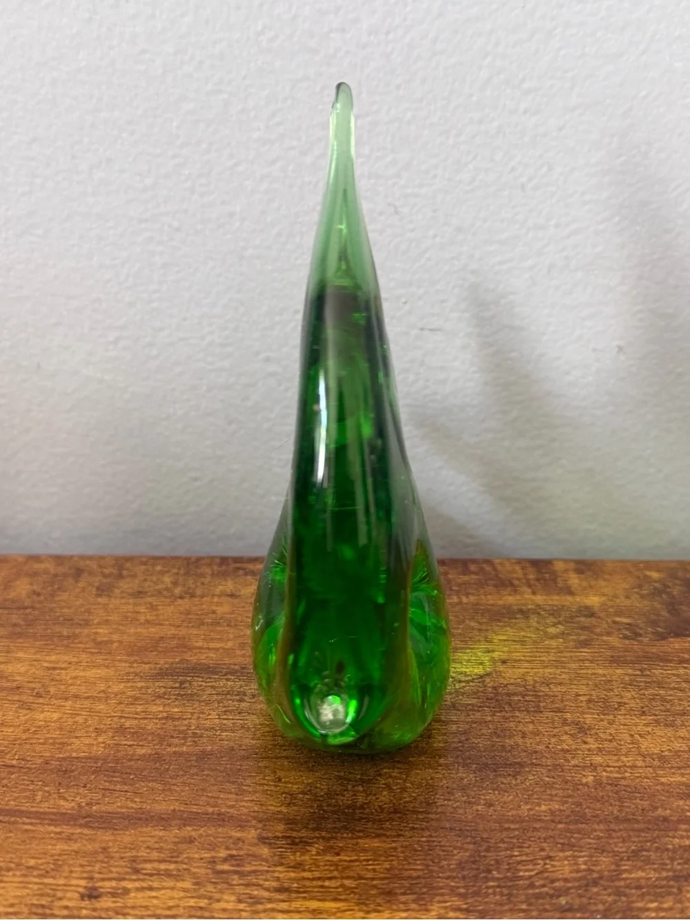 Vintage Hand Blown Green Art Glass Angelfish Figurine Murano Style MCM Decor